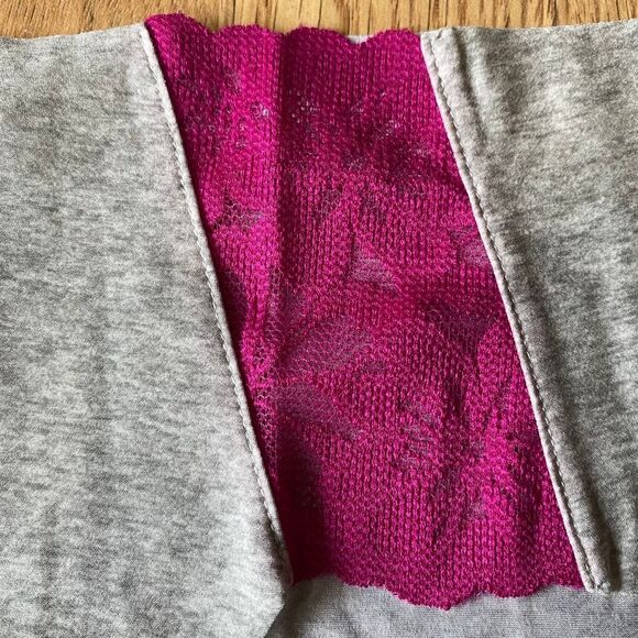 Victoria's Secret PINK Lace Panel Hipster Gray and Pink Medium - Picture 2 of 8